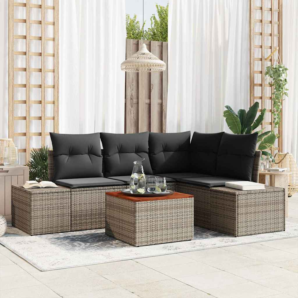 vidaXL Tuinbank Set met opslag 5 pcs Zwart en Crème poly rattan