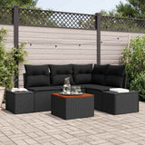 vidaXL Tuinbank Set met opslag 5 pcs Zwart en Crème poly rattan