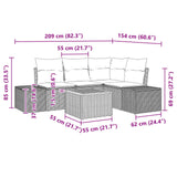 vidaXL Tuinbank Set 5 st Zwart en Turkoois poly rattan