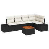 vidaXL Tuinbank Set met opslag 6 pcs Zwart en Crème poly rattan