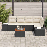 vidaXL Tuinbank Set met opslag 6 pcs Zwart en Crème poly rattan