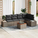 vidaXL Tuinbank Set met opslag 6 pcs Zwart en Crème poly rattan
