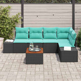 vidaXL Garden Sofa Set 6 Pcs Black and Turquoise Poly Rattan