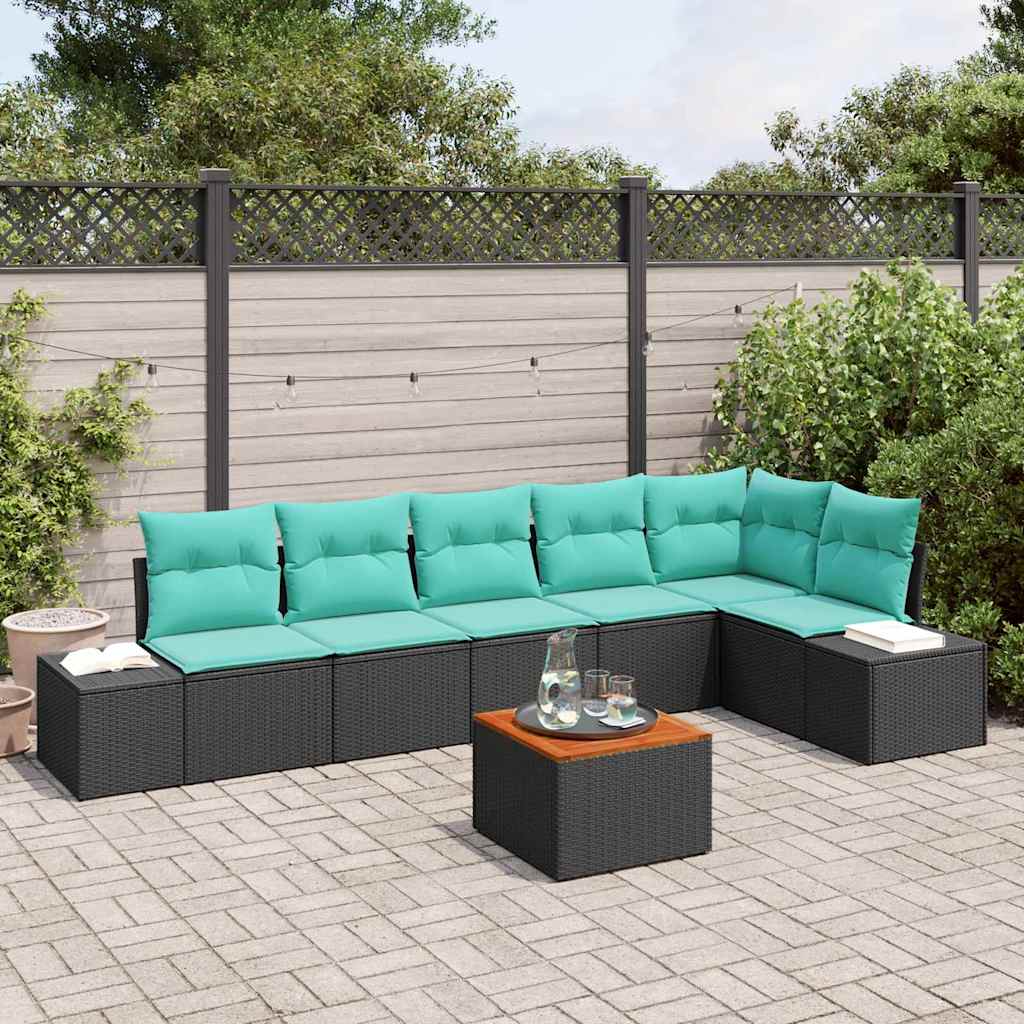 vidaXL Tuinbank Set 7 st Zwart en turkoois
