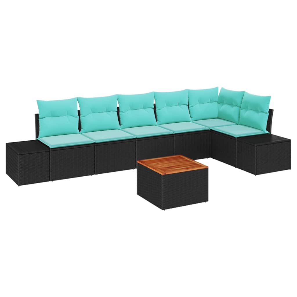 vidaXL Tuinbank Set 7 st Zwart en turkoois
