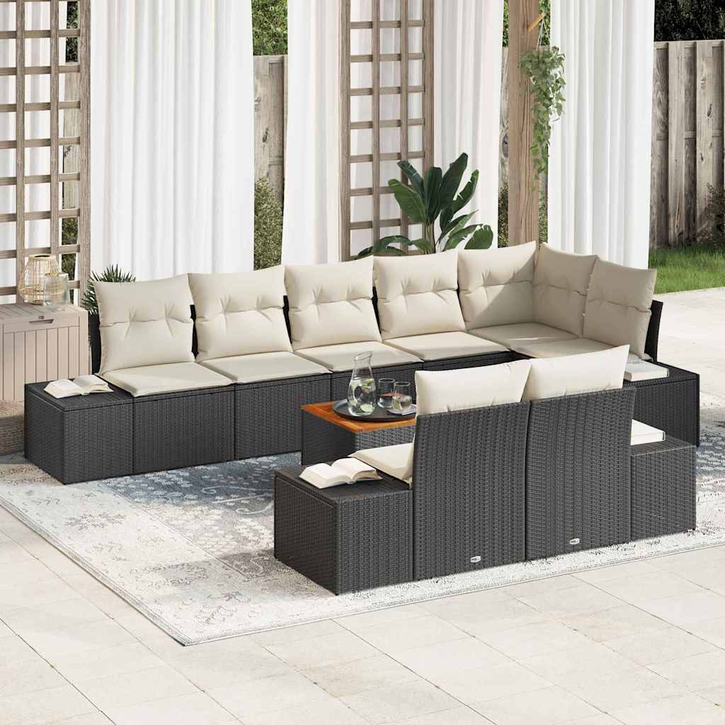 vidaXL Garden Bench Set 9 pcs Black and White