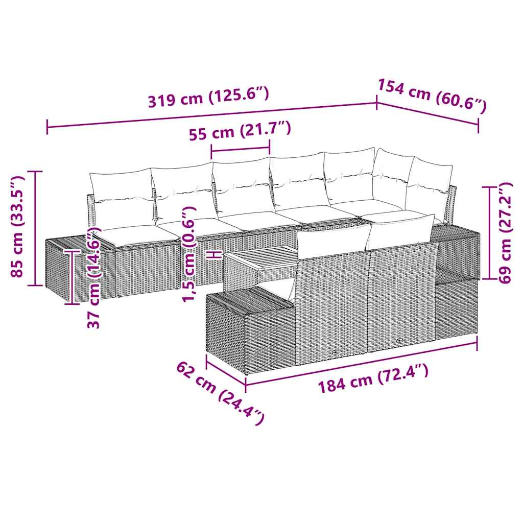 vidaXL Garden Bench Set 9 pcs Black and White
