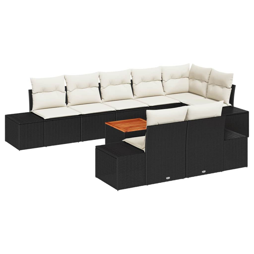 vidaXL Garden Bench Set 9 pcs Black and White