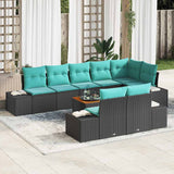 vidaXL Tuinbank Set 9 st Zwart en turkoois