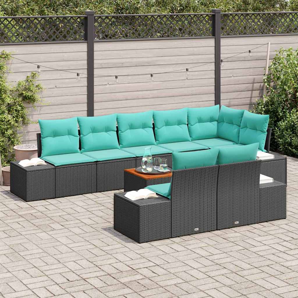 vidaXL Tuinbank Set 9 st Zwart en turkoois