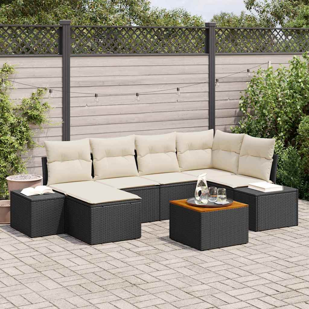 vidaXL Garden Bench Set 7 pcs Black and white