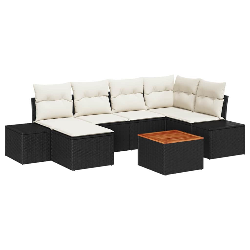 vidaXL Garden Bench Set 7 pcs Black and white