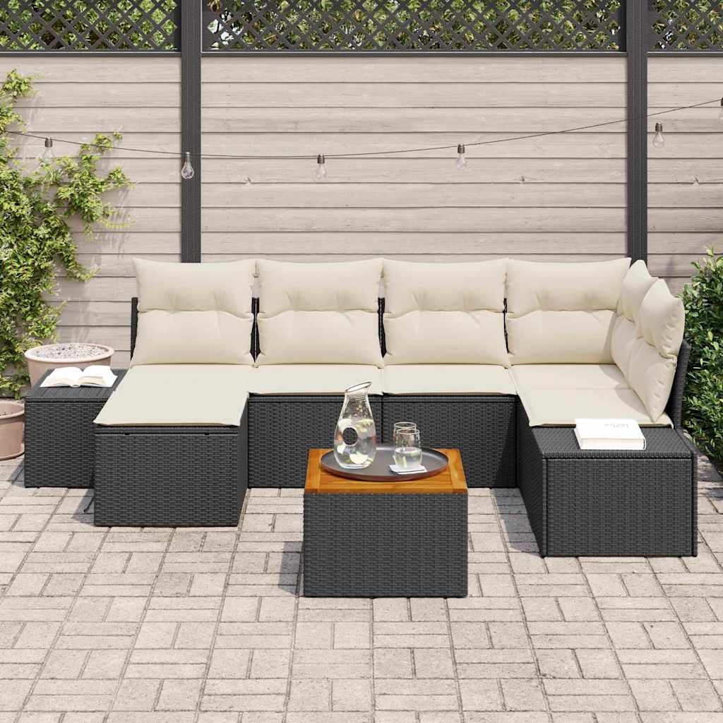vidaXL Garden Bench Set 7 pcs Black and white