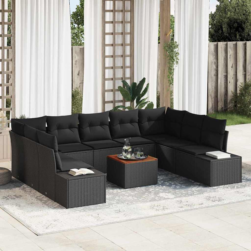 vidaXL Tuinbank Set 10 pcs Zwart en wit
