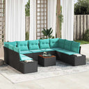 vidaXL Tuinbank Set 10 st Zwart en turkoois