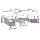 vidaXL Tuinbank Set 11 pcs Zwart en wit