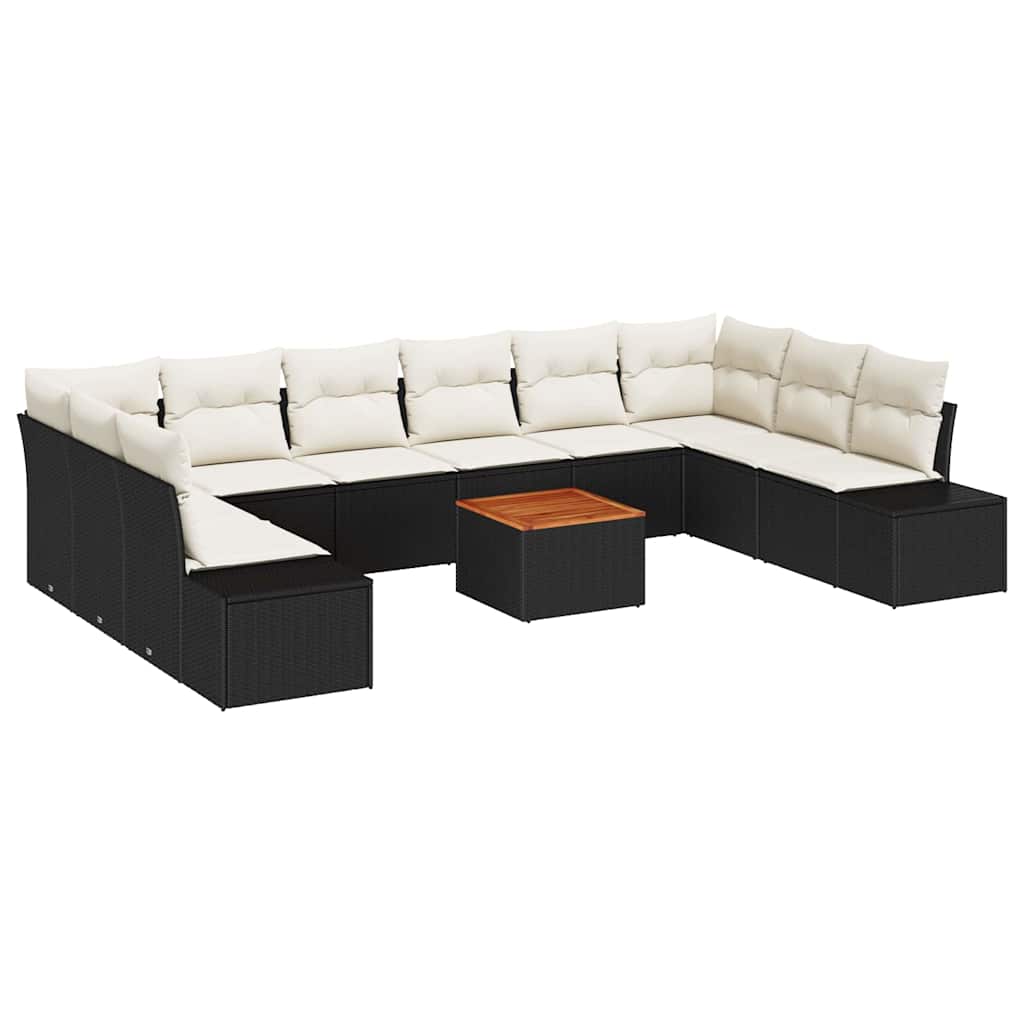 vidaXL Tuinbank Set 11 pcs Zwart en wit