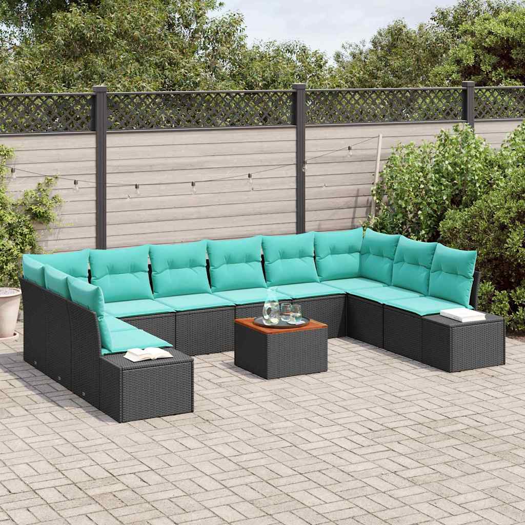vidaXL Garden Bench Set 11 pcs Black and Turquoise