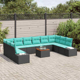 vidaXL Garden Bench Set 11 pcs Black and Turquoise