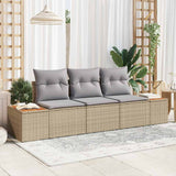 vidaXL Tuinbank Set met kussen 3 pcs Zwart en crème Poly rattan