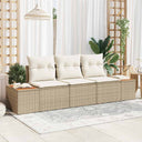 vidaXL Tuinbank Set met kussen 3 pcs Zwart en crème Poly rattan