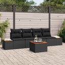 vidaXL Tuinbank Set met kussen met opslag 5 pcs Zwart Poly rattan