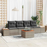vidaXL Tuinbank Set met kussen met opslag 5 pcs Zwart Poly rattan