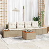 vidaXL Tuinbank Set met kussen met opslag 5 pcs Zwart Poly rattan
