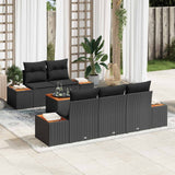 vidaXL Tuinbank Set met kussen met opslag 6 pcs Zwart Poly rattan