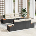 vidaXL Tuinbank Set met opslag 7 pcs Zwart Poly rattan