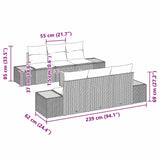 vidaXL Tuinbank Set met opslag 7 pcs Zwart Poly rattan
