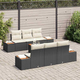 vidaXL Tuinbank Set met opslag 7 pcs Zwart Poly rattan