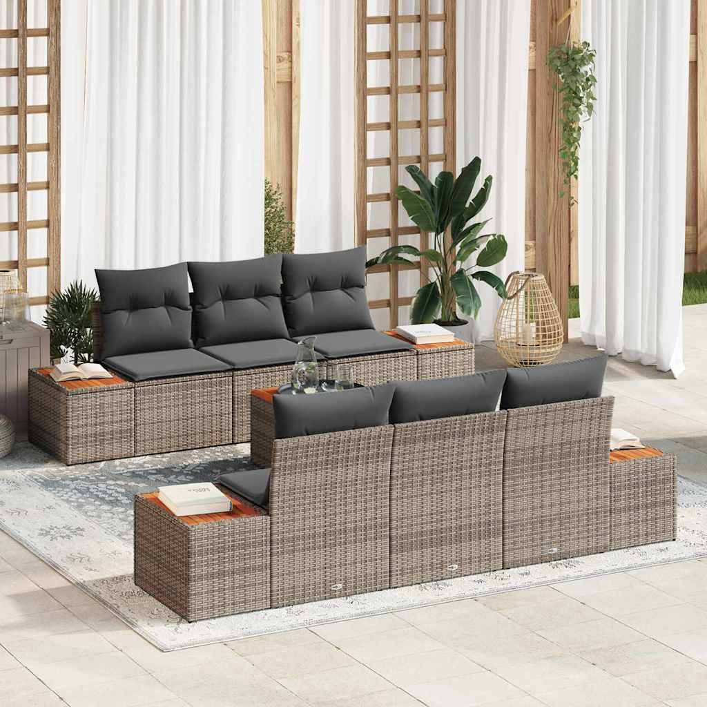 vidaXL Tuinbank Set met opslag 7 pcs Zwart Poly rattan