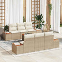 vidaXL Tuinbank Set met opslag 7 pcs Zwart Poly rattan