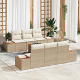 vidaXL Tuinbank Set met opslag 7 pcs Zwart Poly rattan