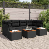 vidaXL Tuinbank Set met kussen met opslag 6 pcs Zwart Poly rattan