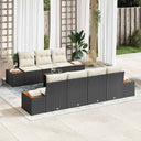 vidaXL Tuinbank Set met kussen met opslag 8 pcs Zwart Poly rattan