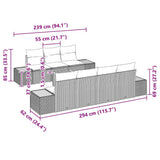 vidaXL Tuinbank Set met kussen met opslag 8 pcs Zwart Poly rattan