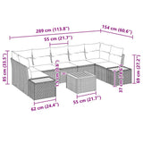 vidaXL Tuinbank Set met kussen met opslag 8 pcs Zwart Poly rattan