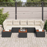 vidaXL Tuinbank Set met kussen met opslag 8 pcs Zwart Poly rattan