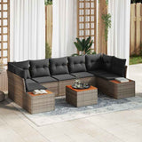 vidaXL Tuinbank Set met kussen met opslag 8 pcs Zwart Poly rattan
