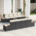 vidaXL Tuinbank Set met kussen met opslag 9 pcs Zwart Poly rattan
