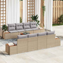vidaXL Tuinbank Set met kussen met opslag 9 pcs Zwart Poly rattan