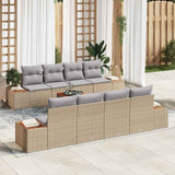 vidaXL Tuinbank Set met kussen met opslag 9 pcs Zwart Poly rattan