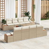 vidaXL Tuinbank Set met kussen met opslag 9 pcs Zwart Poly rattan