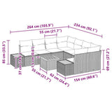 vidaXL Tuinbank Set met kussen met opslag 9 pcs Zwart Poly rattan