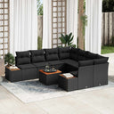 vidaXL Tuinbank Set met kussen met opslag 9 pcs Zwart Poly rattan