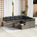 vidaXL Tuinbank Set met kussen met opslag 9 pcs Zwart Poly rattan
