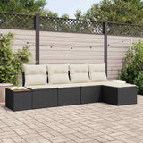 vidaXL Tuinbank Set met kussen 6 pcs Zwart en Crème Polyrattan
