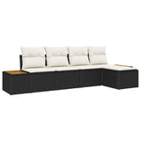 vidaXL Tuinbank Set met kussen 6 pcs Zwart en Crème Polyrattan